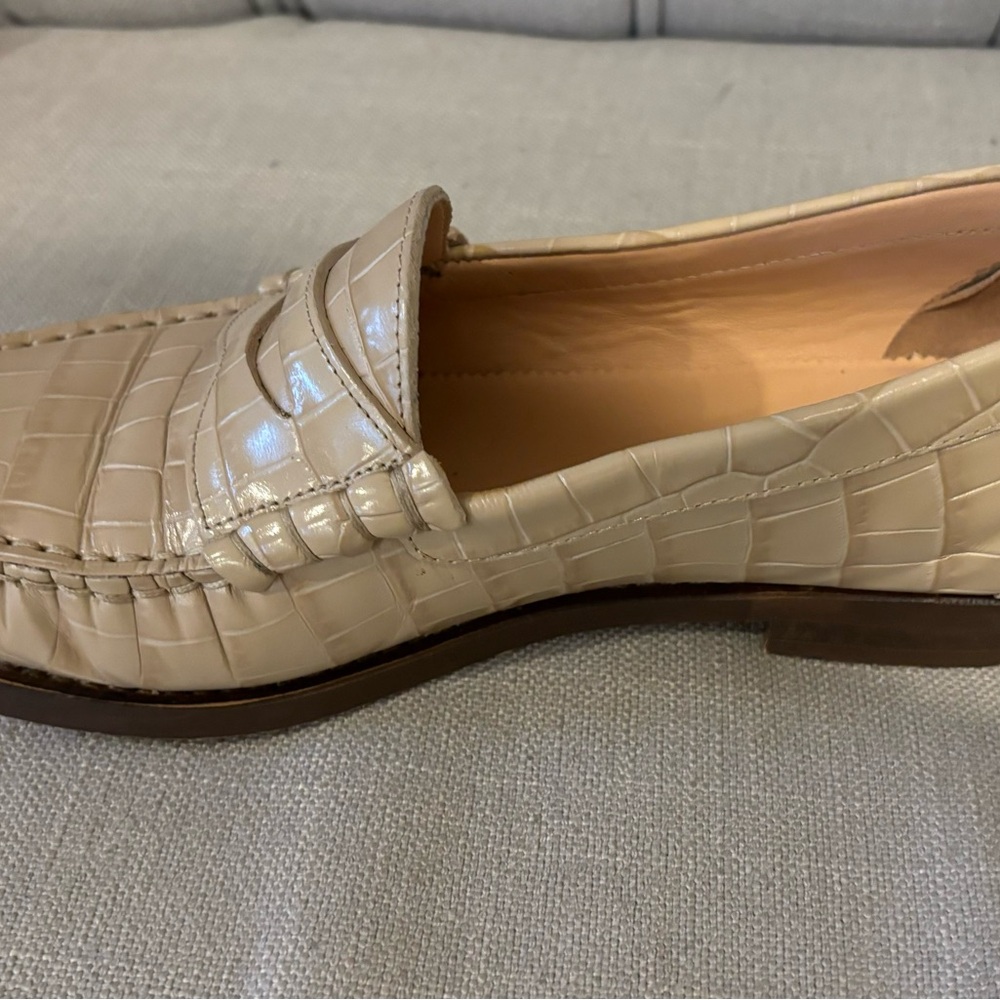 J. Crew Cream Croc-Embossed Loafers - Picture 3 of 7